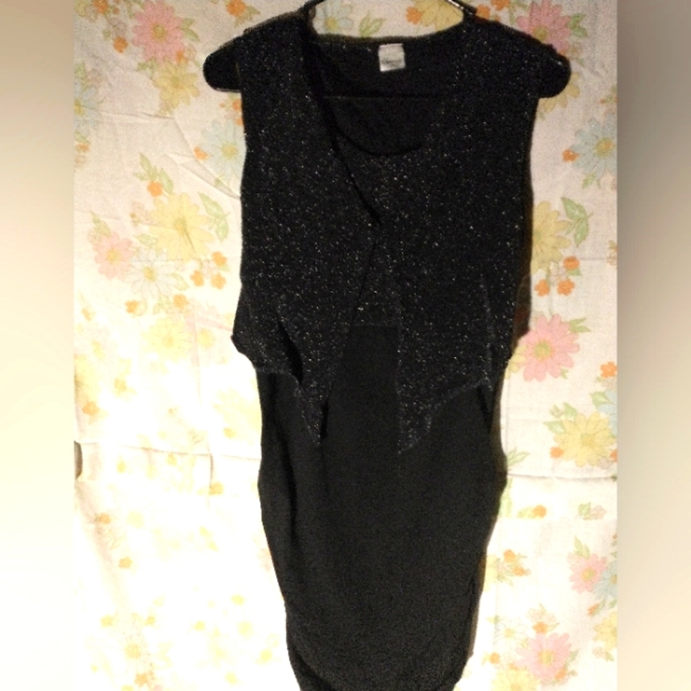 Ladies Medium Orange Black Dress